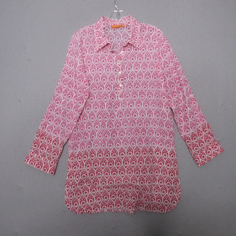 Oliphant Tunic Top Dress Geometric Cotton Boho Resort Beach Vacation Cover Up